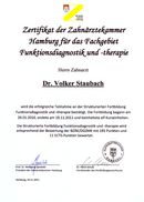 Certificate Functional Diagnostics and Therapy Hannover
